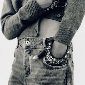 Super soft leather mittens with embellishment. Super cool!